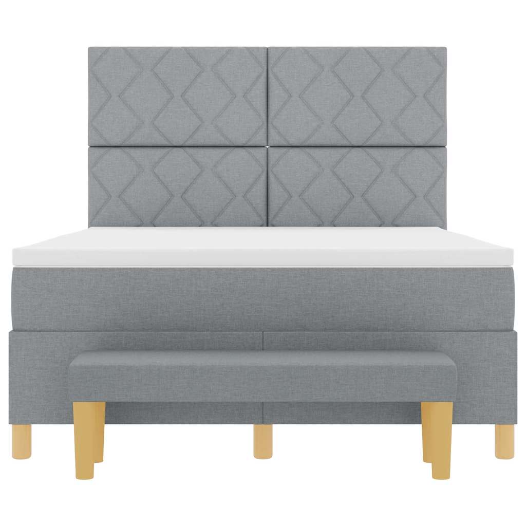 Box spring seng med pude Lysegrå 200 x 160 cm Stof