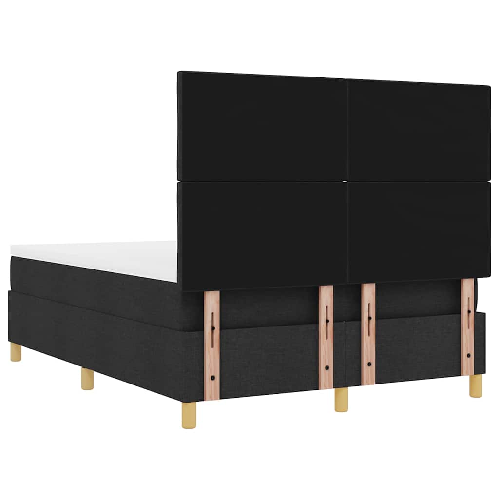 Box spring seng med pude med hovedgærde Sort 200 x 160 cm Stof