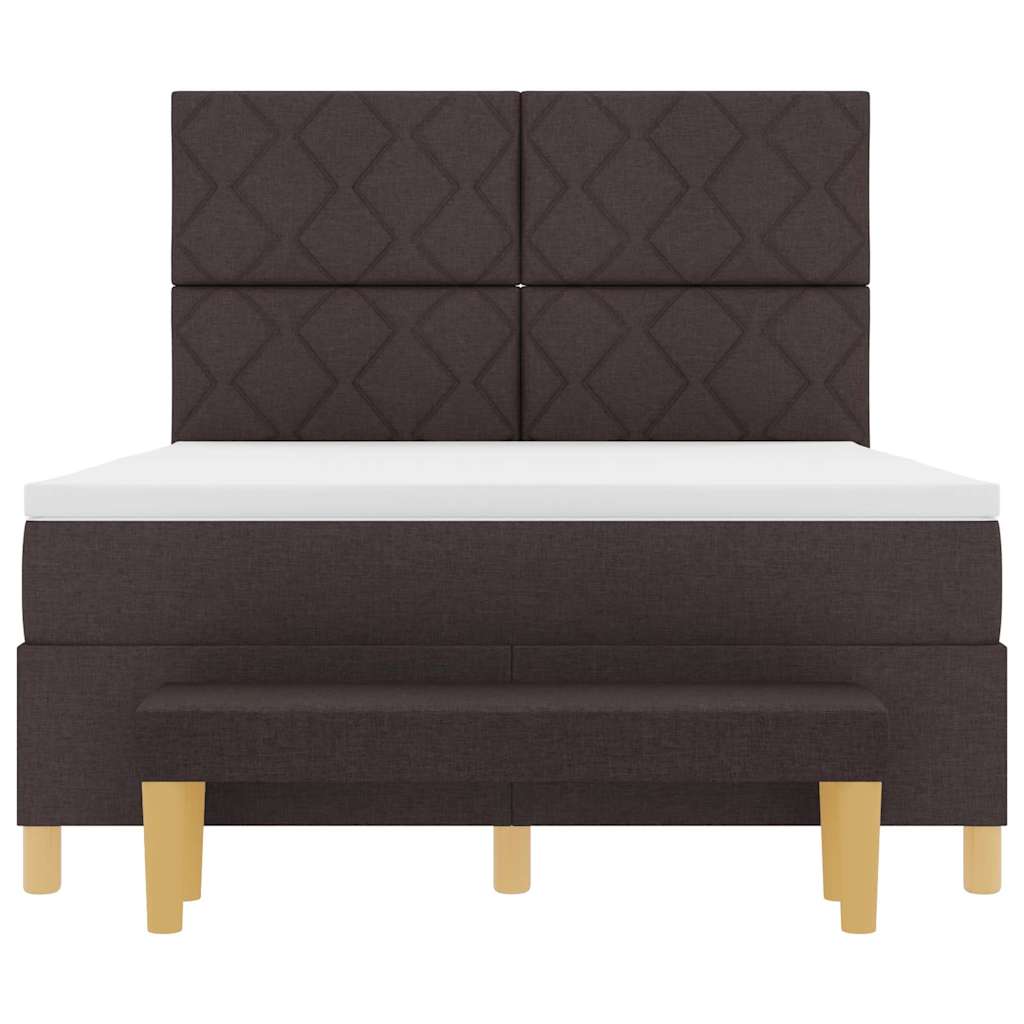 Box spring seng med hovedgærde Mørkebrun 200 x 160 cm Stof