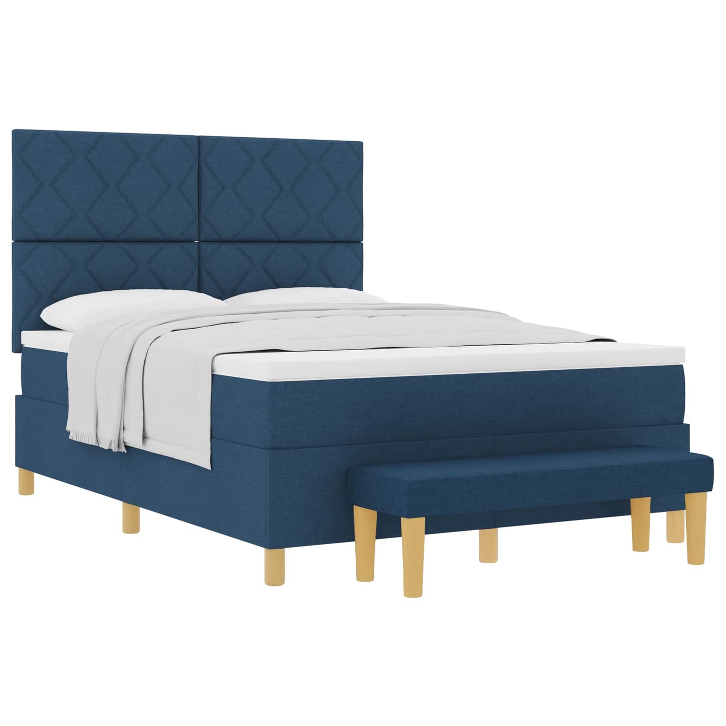 Box spring seng med pude med hovedgærde Blå 200 x 160 cm Stof