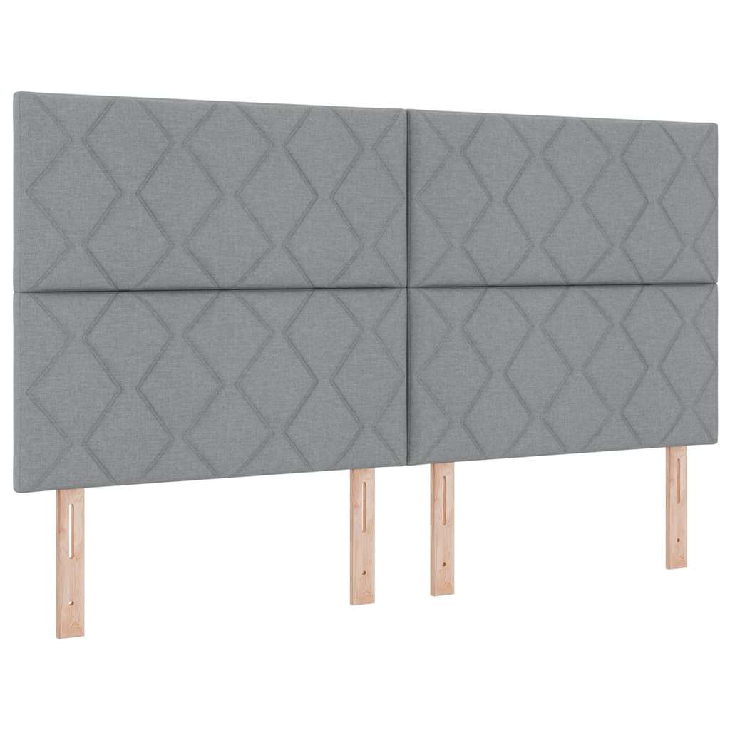 Box spring seng med hovedgærde Lysegrå 200 x 180 cm Stof