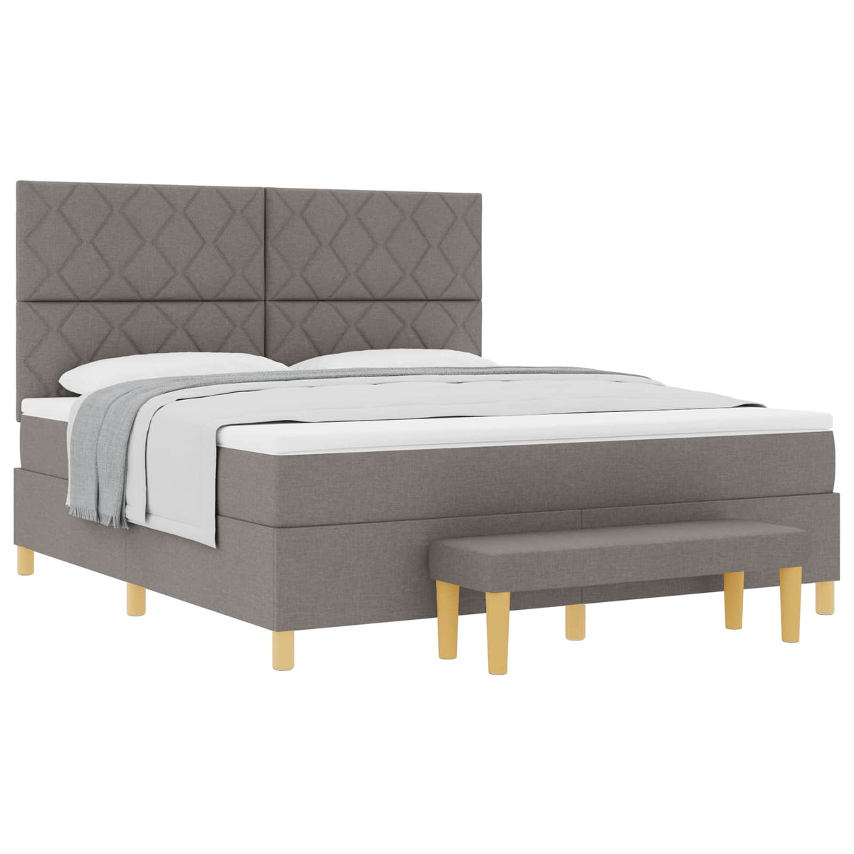 Box spring seng med hovedgærde Gråbrun 180 x 200 cm Stof