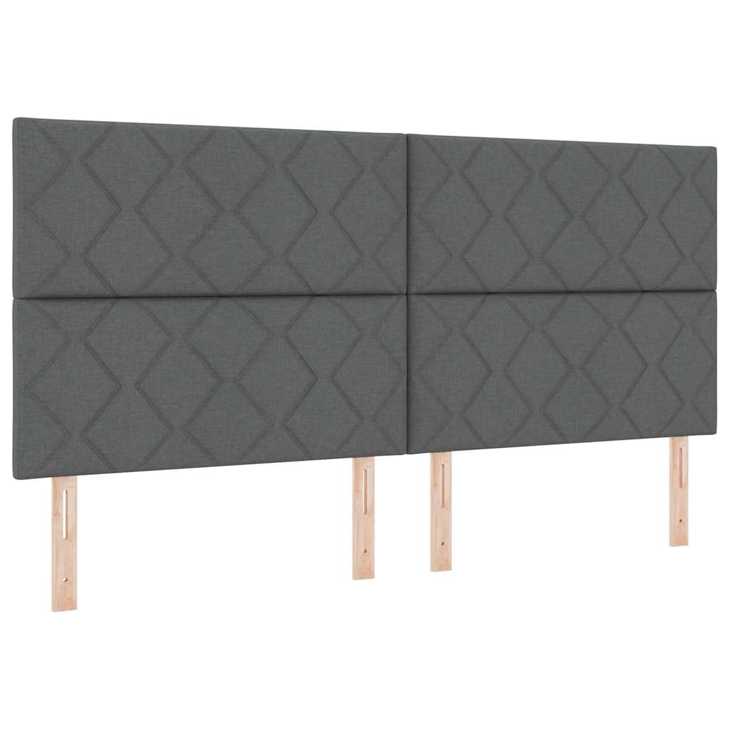 Box spring seng med hovedgærde Mørkegrå 200 x 200 cm Stof