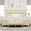 Box spring seng med hovedgærde Creme 200 x 200 cm Stof