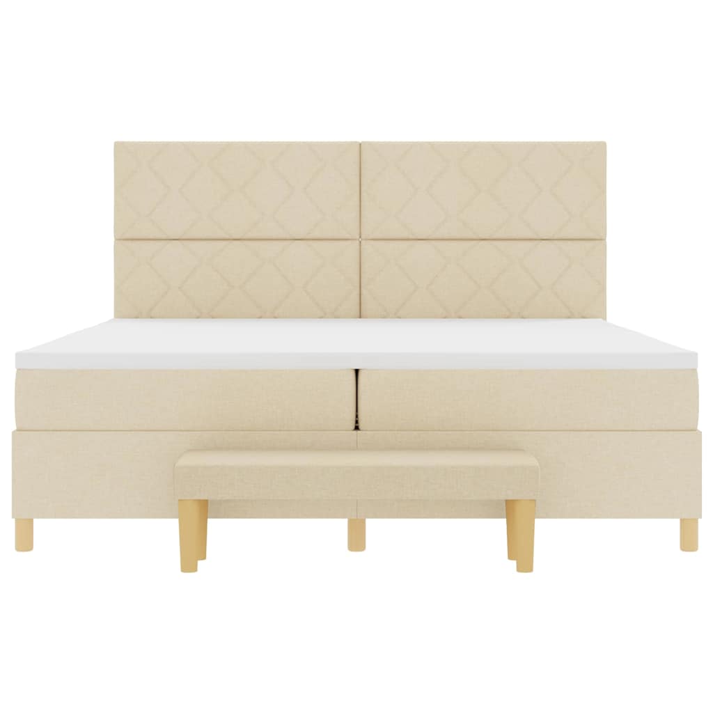 Box spring seng med hovedgærde Creme 200 x 200 cm Stof