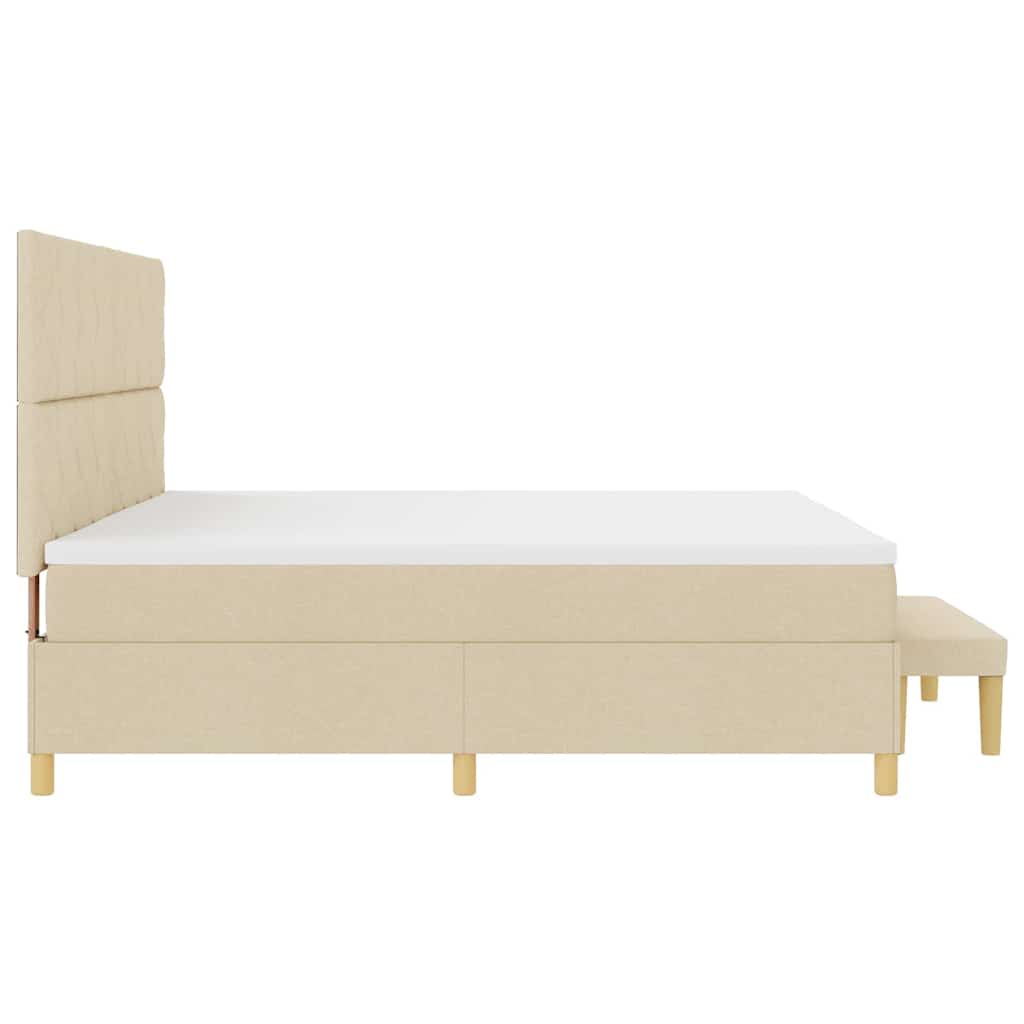 Box spring seng med hovedgærde Creme 200 x 200 cm Stof