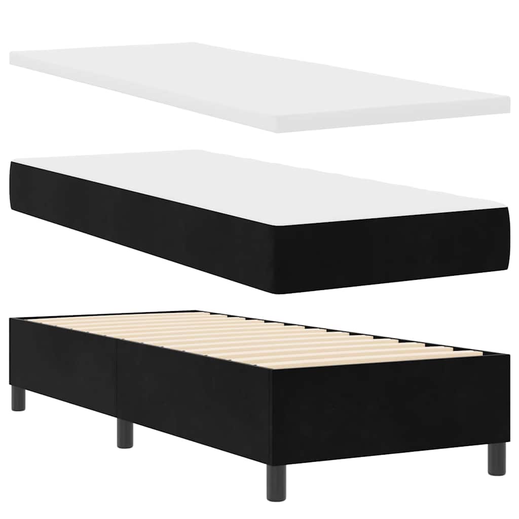 Box spring seng med hovedgærde Sort 200 x 80 cm Fløjl