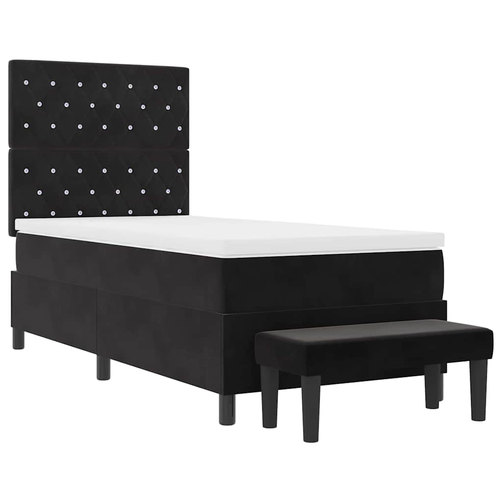 Box spring seng med hovedgærde Sort 190 x 90 cm Fløjl