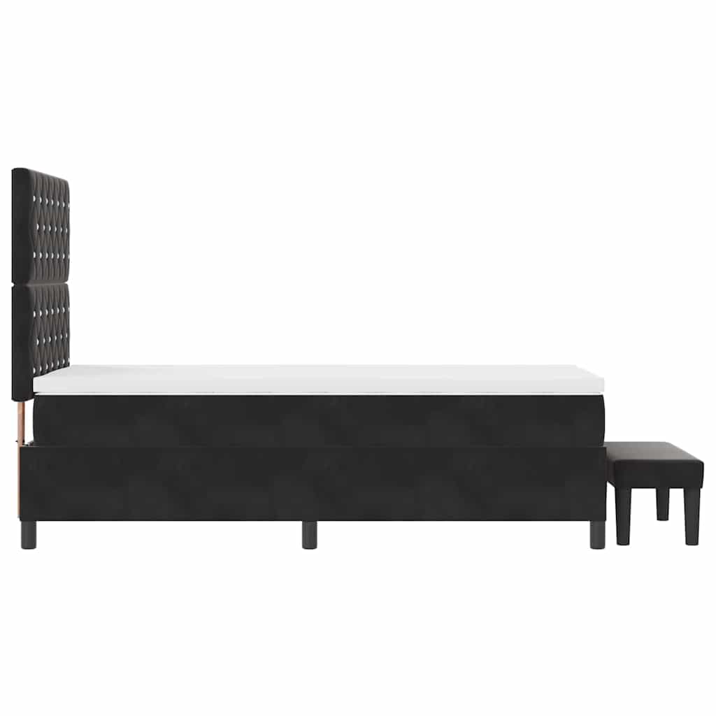 Box spring seng med hovedgærde Sort 190 x 90 cm Fløjl