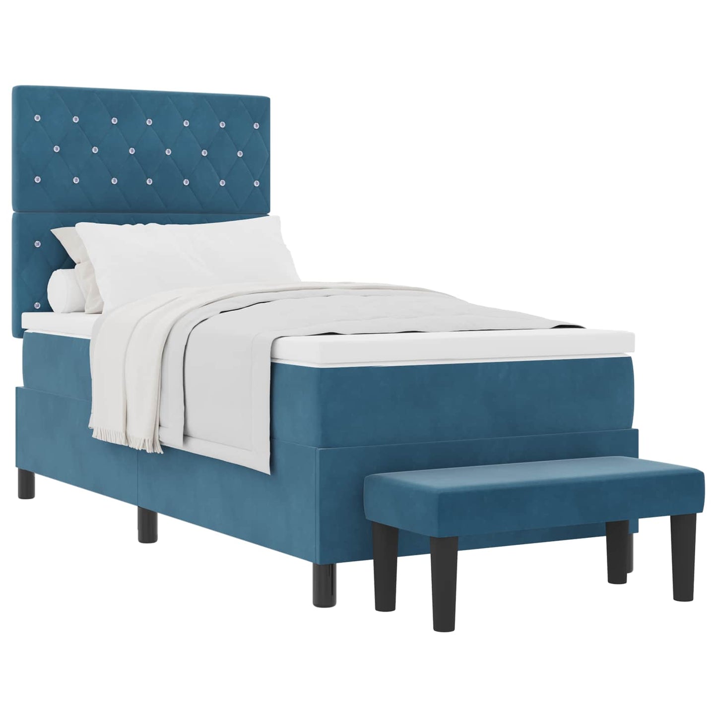 Box spring seng med hovedgærde Mørkeblå 190 x 90 cm Fløjl