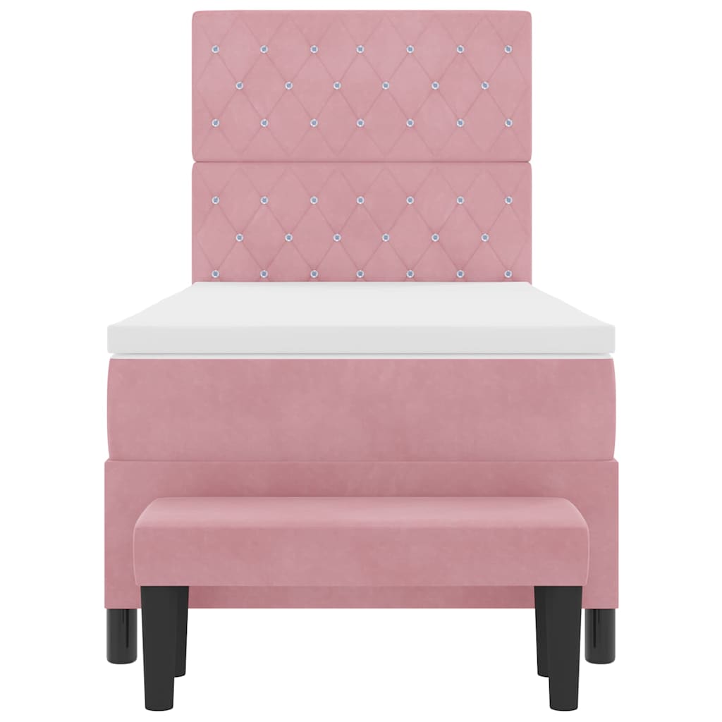 Box spring seng med hovedgærde Lyserød 190 x 90 cm Fløjl