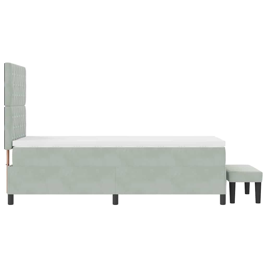 Box spring seng med hovedgærde Lysegrå 200 x 90 cm Fløjl