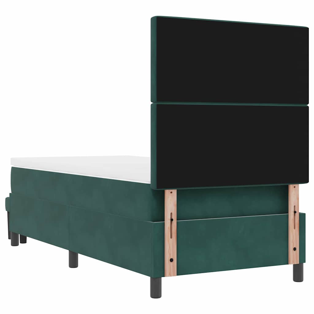 Box spring seng med hovedgærde Mørkegrøn 200 x 90 cm Fløjl