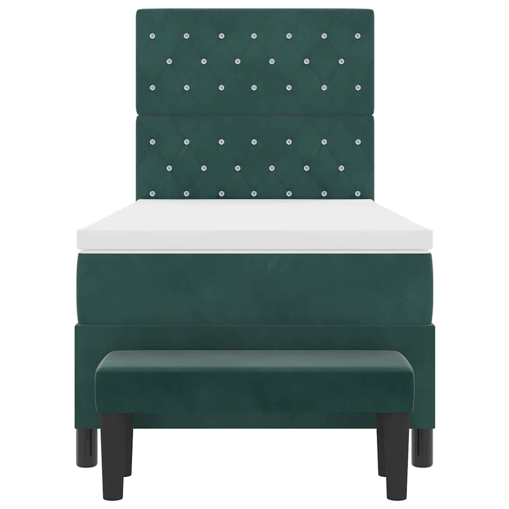 Box spring seng med hovedgærde Mørkegrøn 200 x 90 cm Fløjl