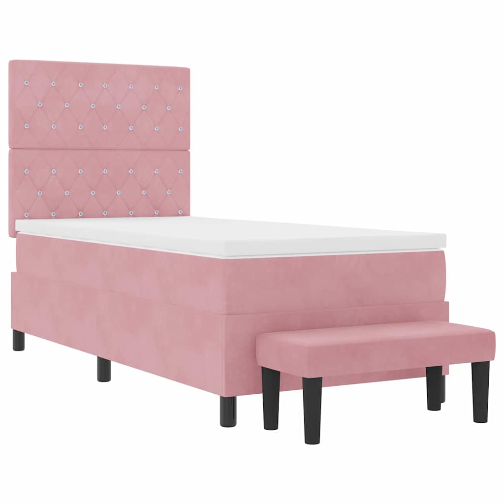 Box spring seng med hovedgærde Lyserød 200 x 90 cm Fløjl