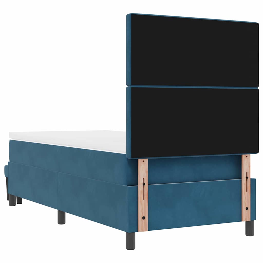 Box spring seng med hovedgærde Mørkeblå 200 x 100 cm Fløjl