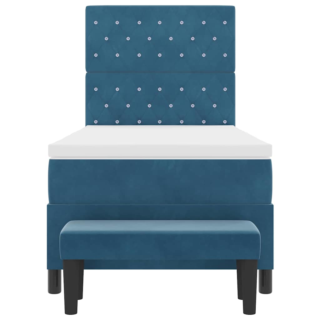 Box spring seng med hovedgærde Mørkeblå 200 x 100 cm Fløjl