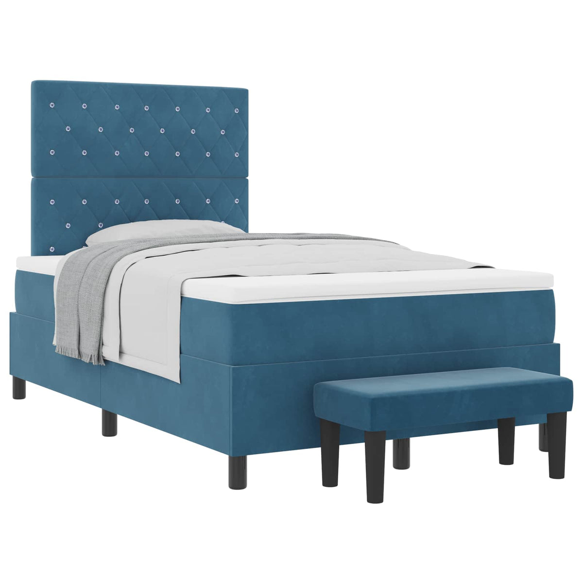 Box spring seng med hovedgærde Mørkeblå 190 x 120 cm Fløjl