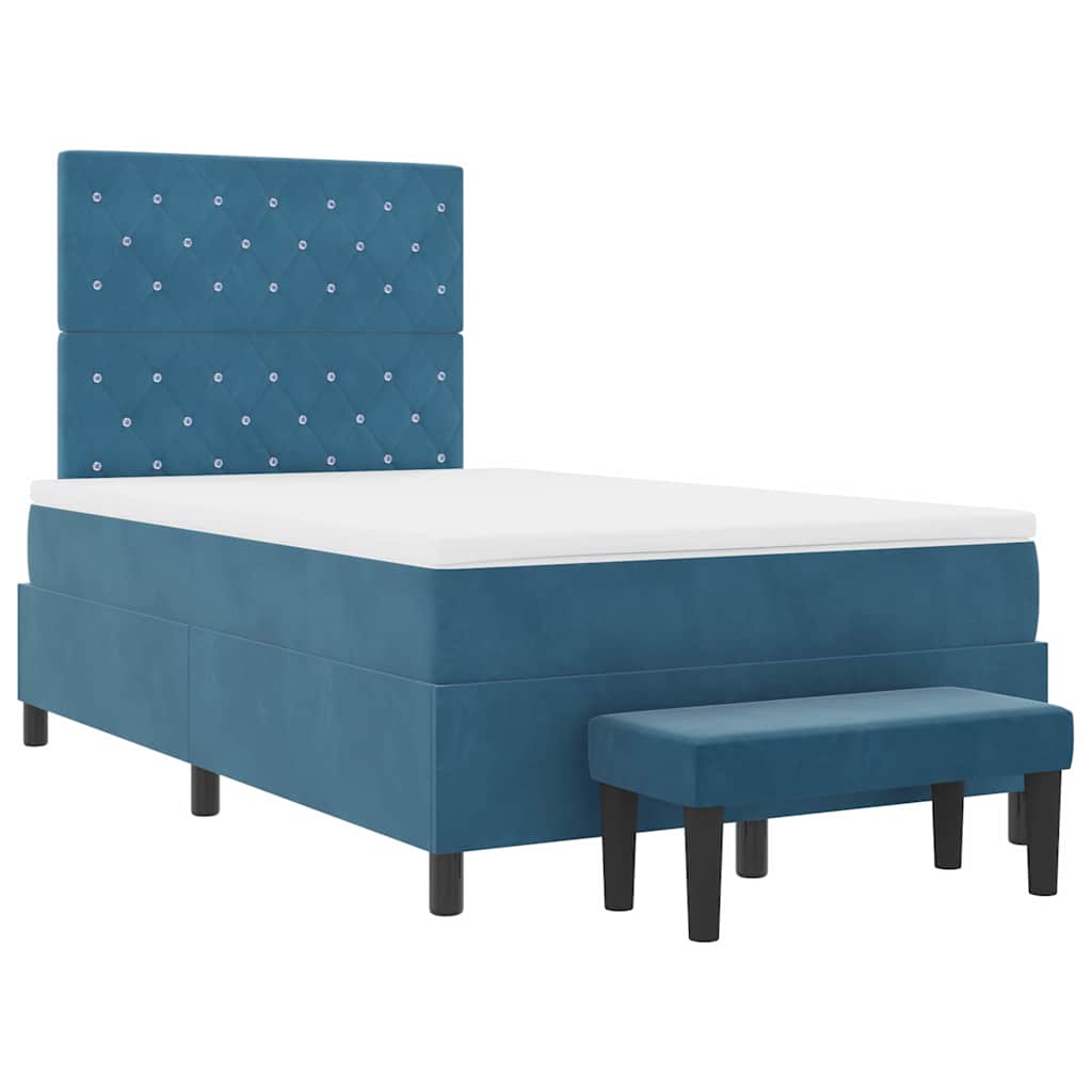Box spring seng med hovedgærde Mørkeblå 190 x 120 cm Fløjl