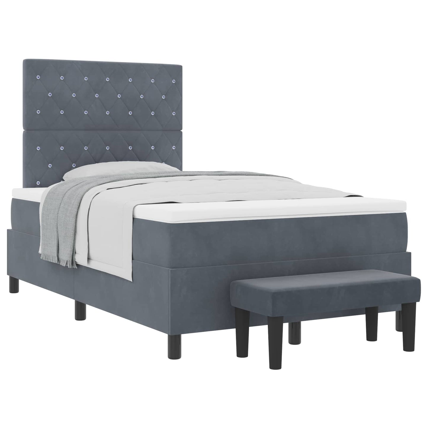 Box spring seng med hovedgærde Mørkegrå 200 x 120 cm Fløjl