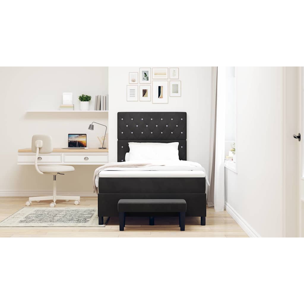 Box spring seng med hovedgærde Sort 200 x 120 cm Fløjl