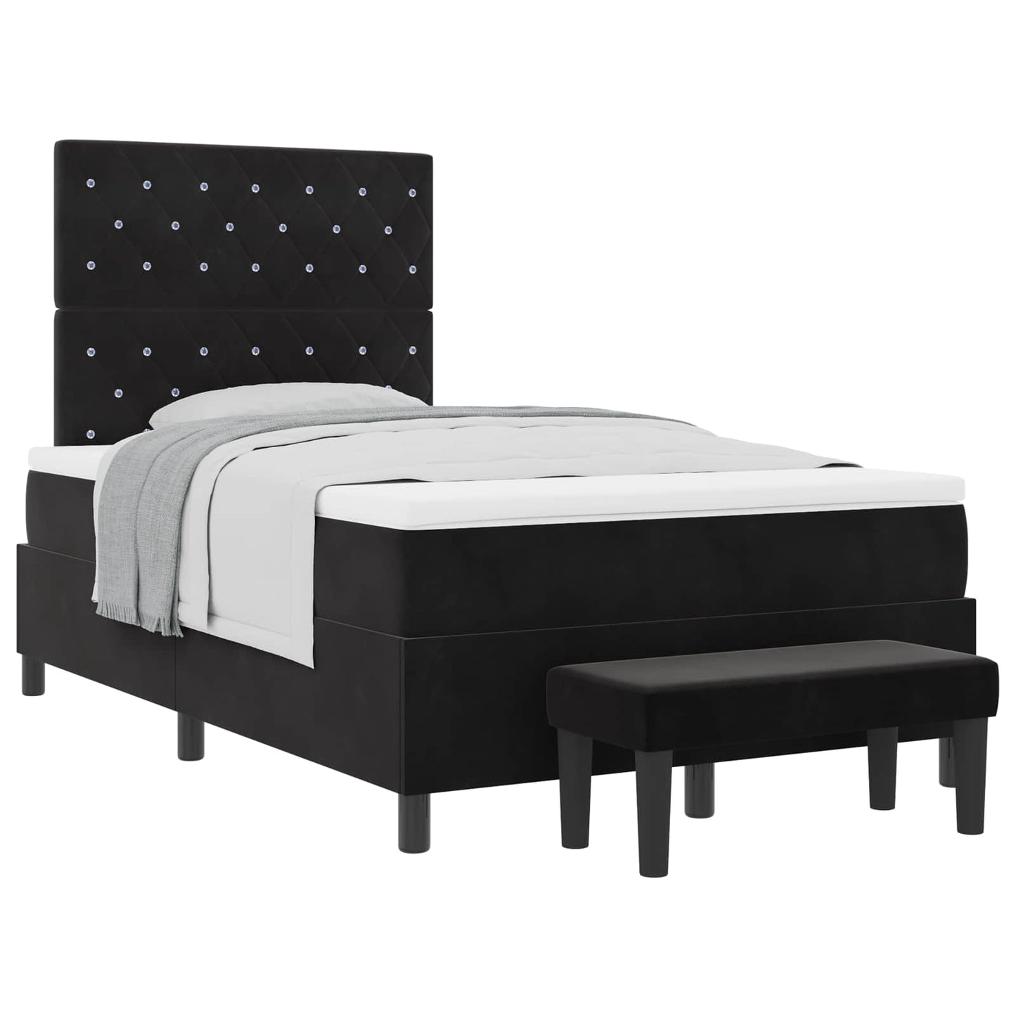 Box spring seng med hovedgærde Sort 200 x 120 cm Fløjl