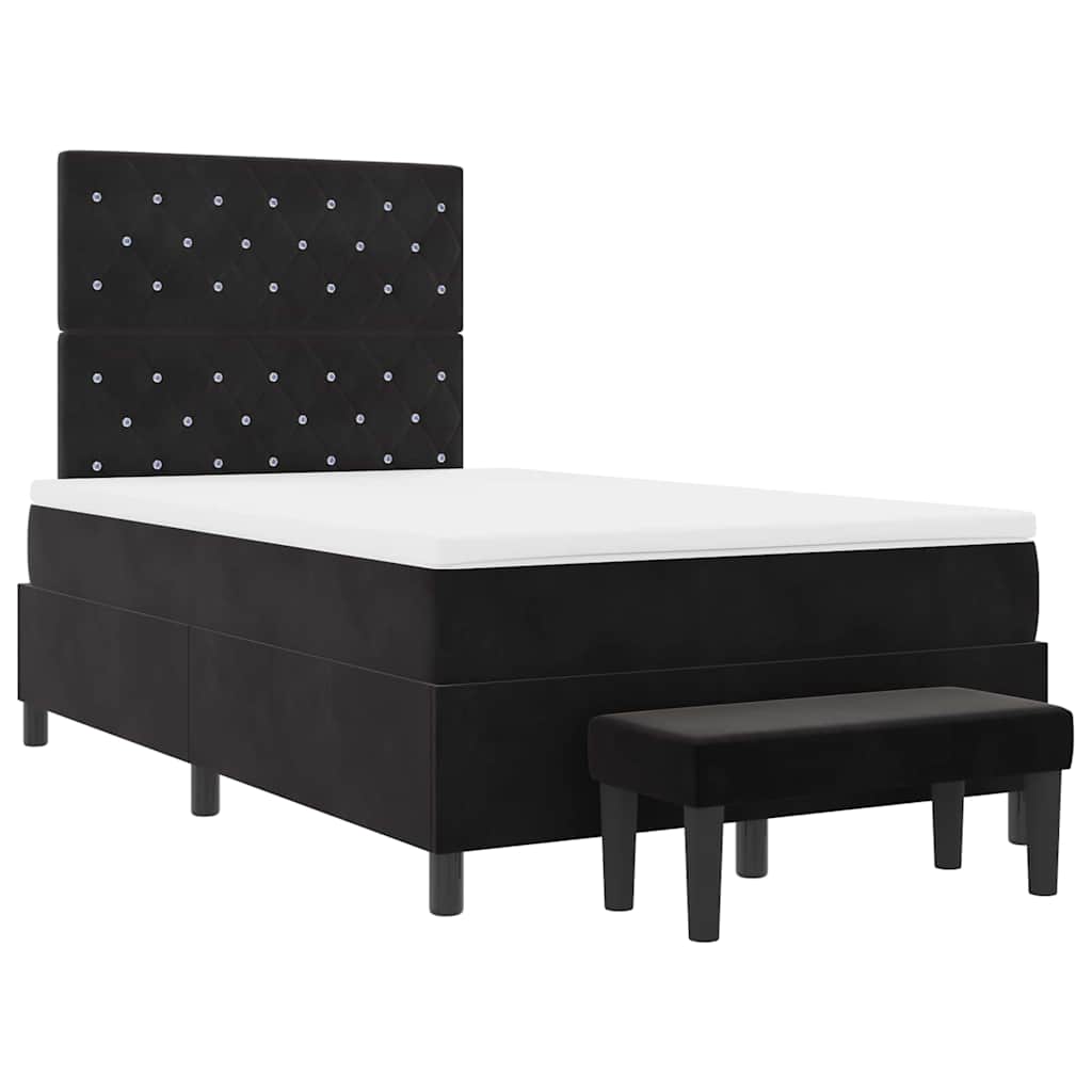 Box spring seng med hovedgærde Sort 200 x 120 cm Fløjl
