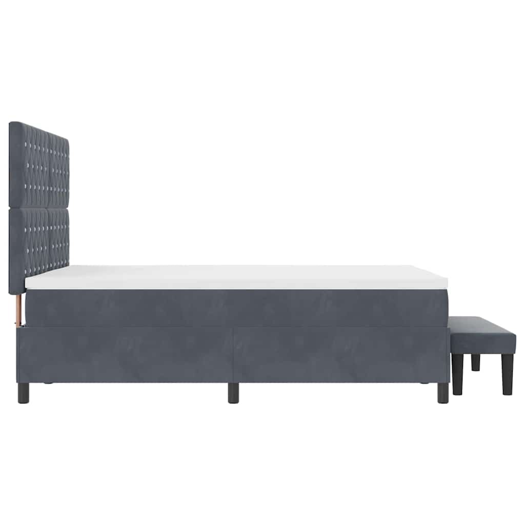 Box spring seng med hovedgærde Mørkegrå 190 x 140 cm Fløjl
