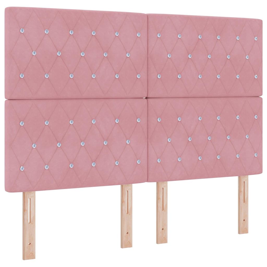 Box spring seng med hovedgærde Lyserød 190 x 140 cm Fløjl
