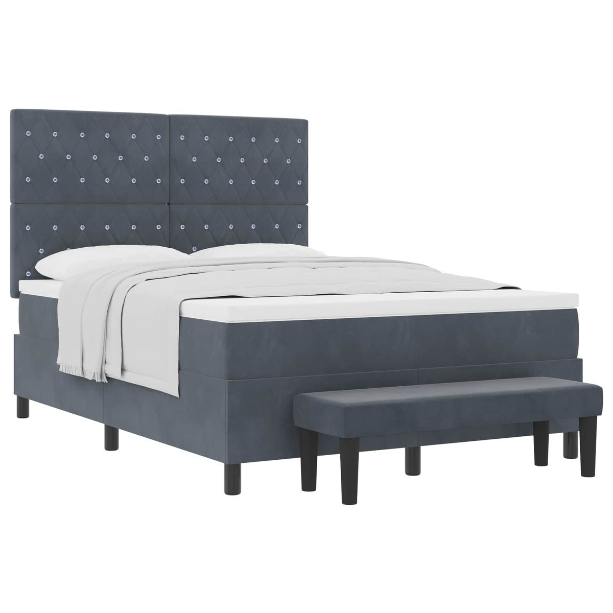 Box spring seng med hovedgærde Mørkegrå 200 x 140 cm Fløjl