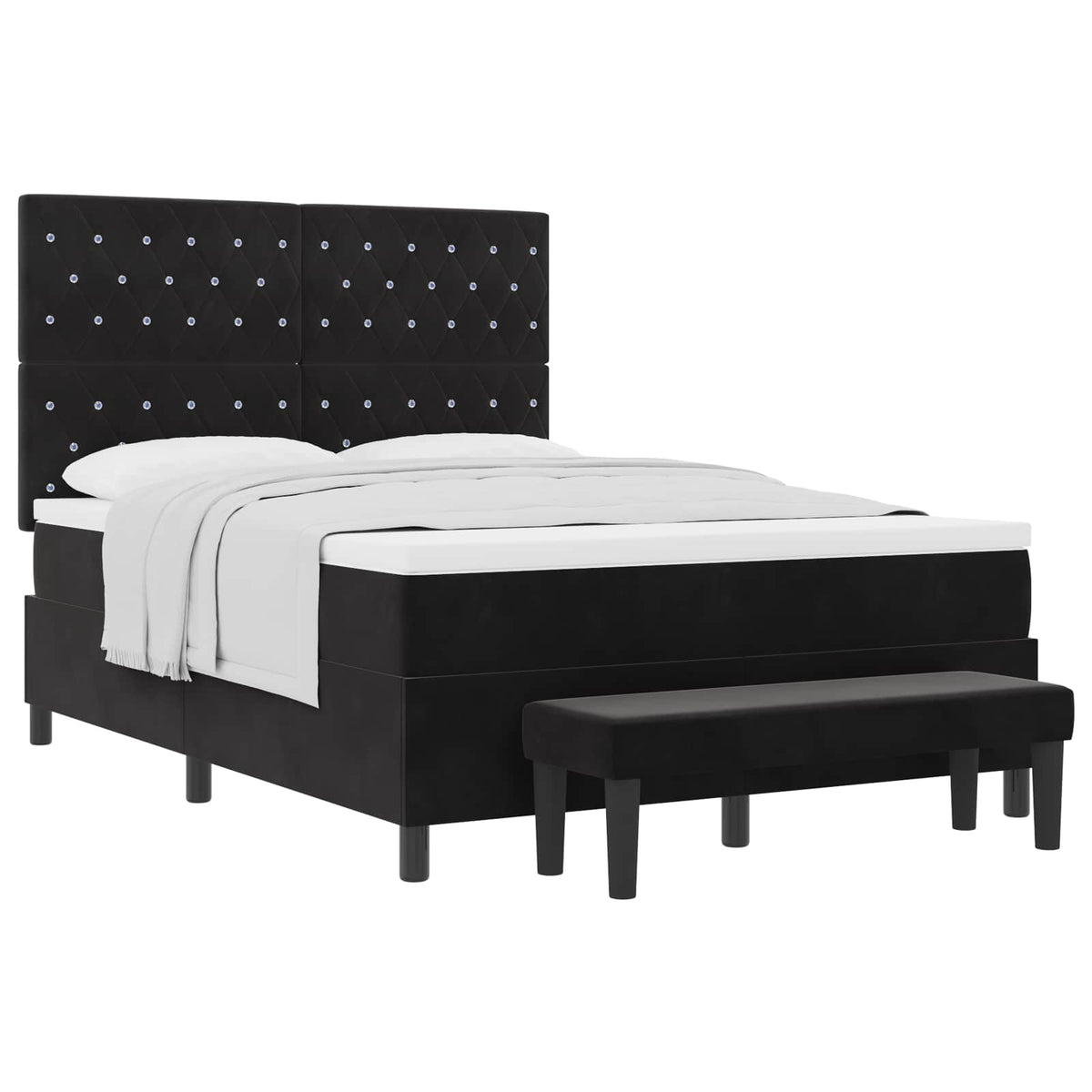 Box spring seng med hovedgærde Sort 200 x 140 cm Fløjl