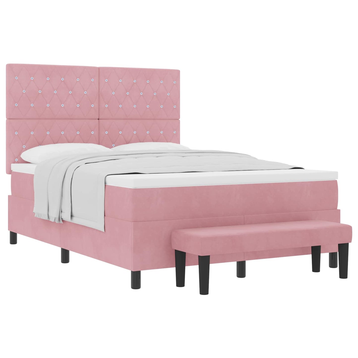 Box spring seng med hovedgærde Lyserød 200 x 140 cm Fløjl