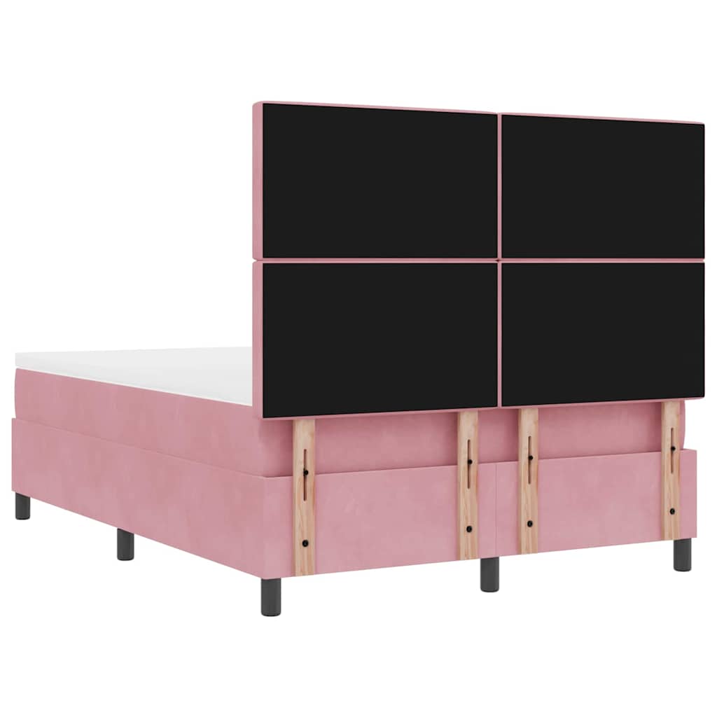 Box spring seng med hovedgærde Lyserød 200 x 140 cm Fløjl