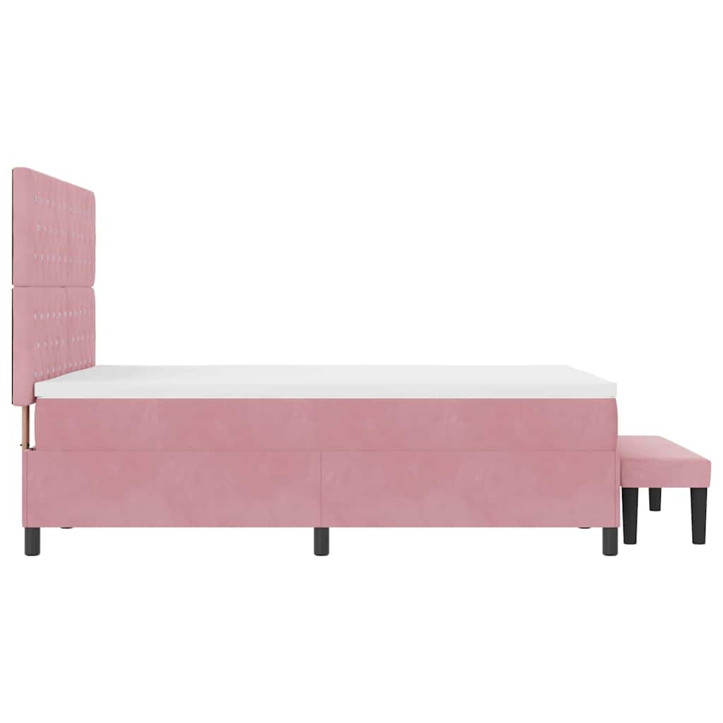Box spring seng med hovedgærde Lyserød 200 x 140 cm Fløjl