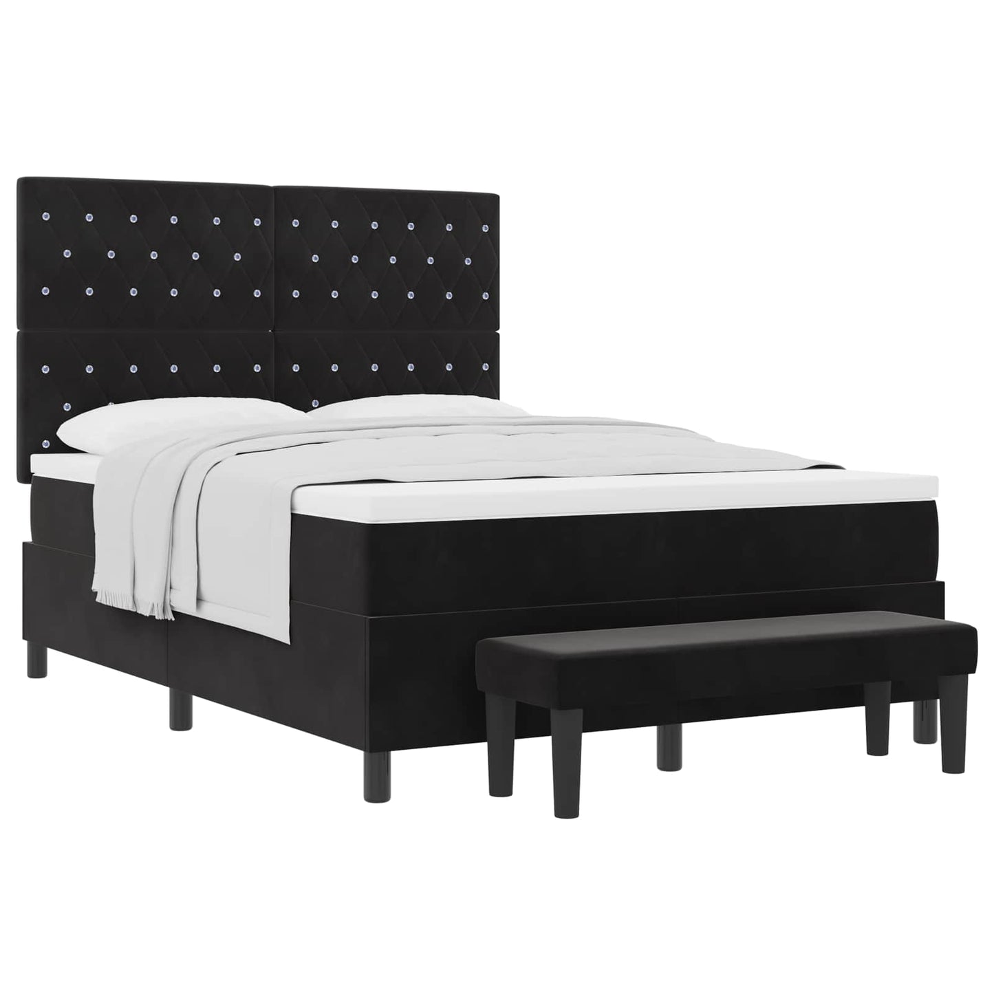 Box spring seng med hovedgærde Sort 200 x 160 cm Fløjl