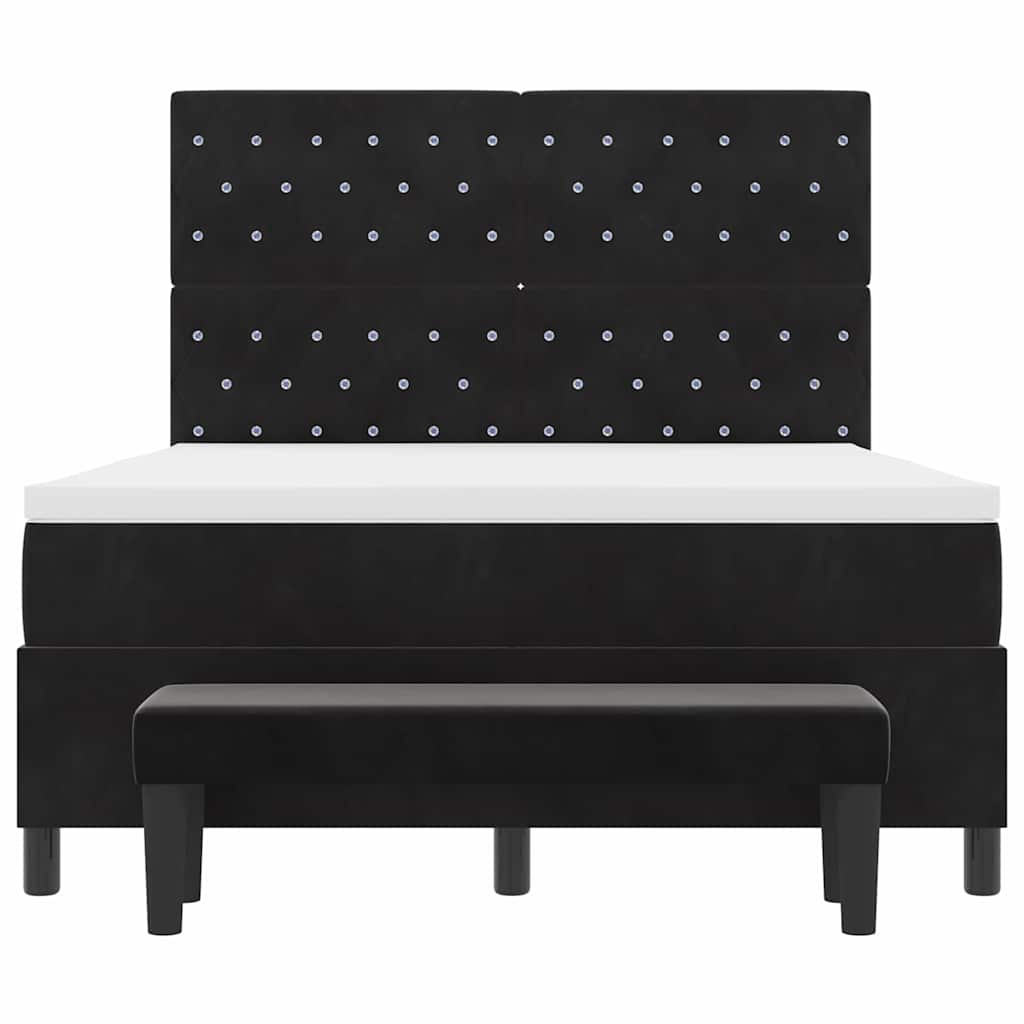 Box spring seng med hovedgærde Sort 200 x 160 cm Fløjl