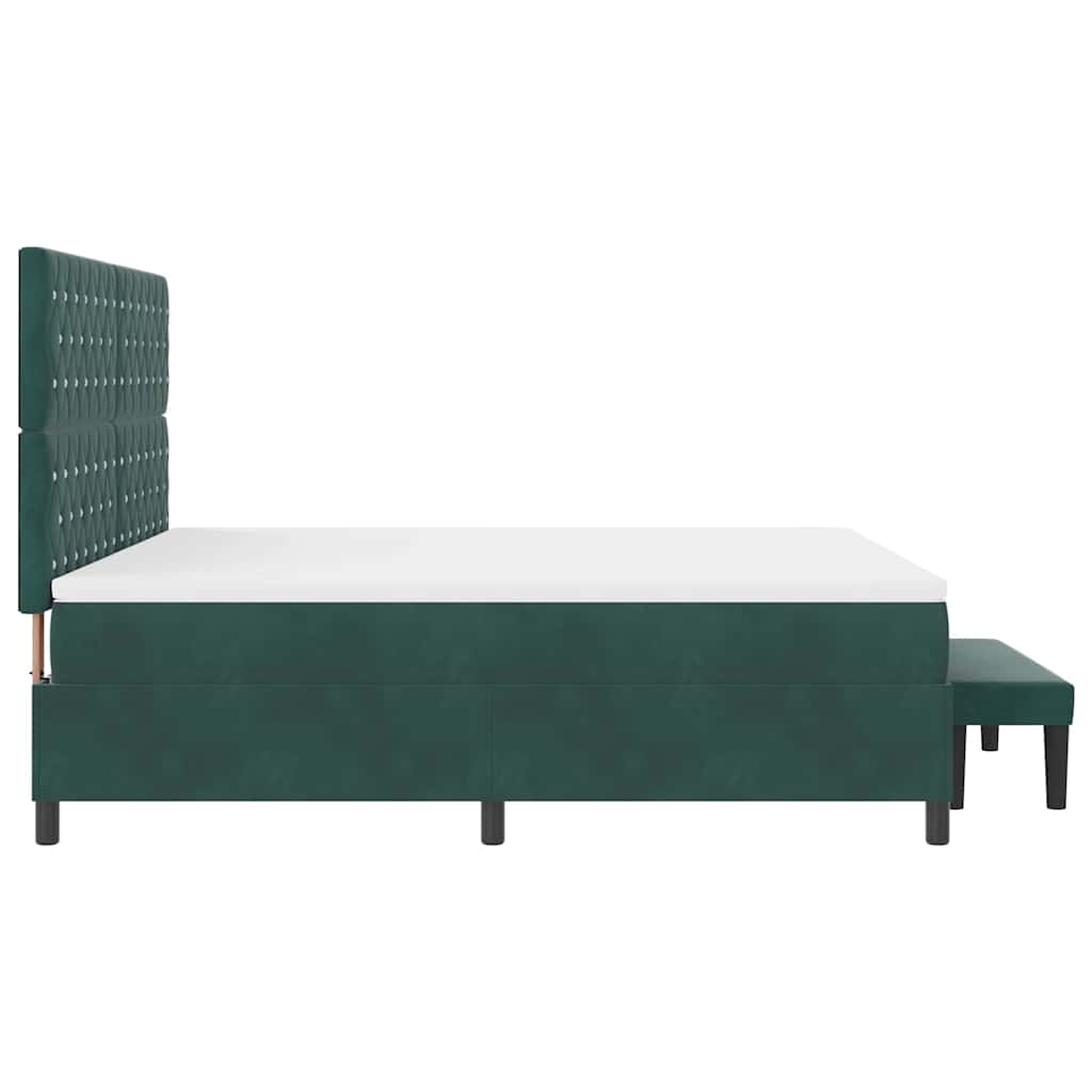 Box spring seng med hovedgærde Mørkegrøn 200 x 180 cm Fløjl