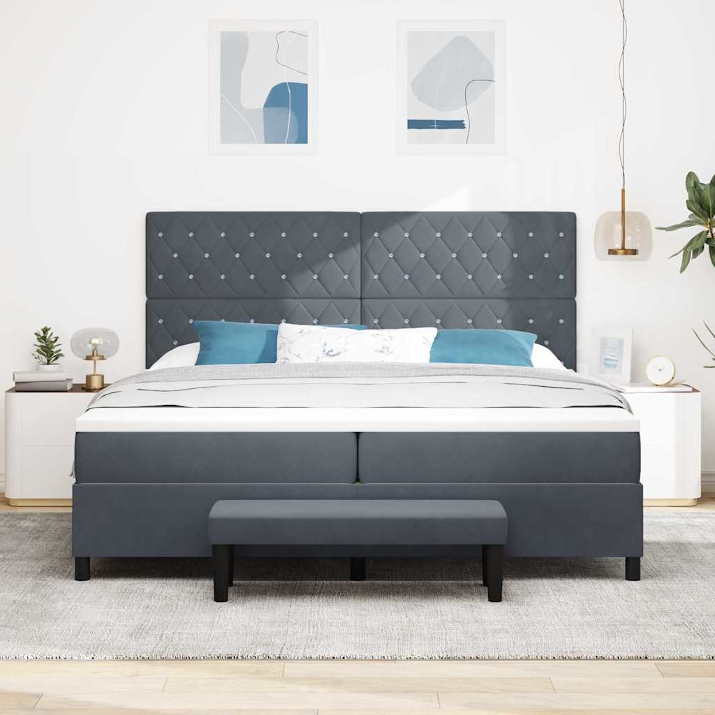 Box spring seng med madras Mørkegrå 200 x 200 cm Fløjl