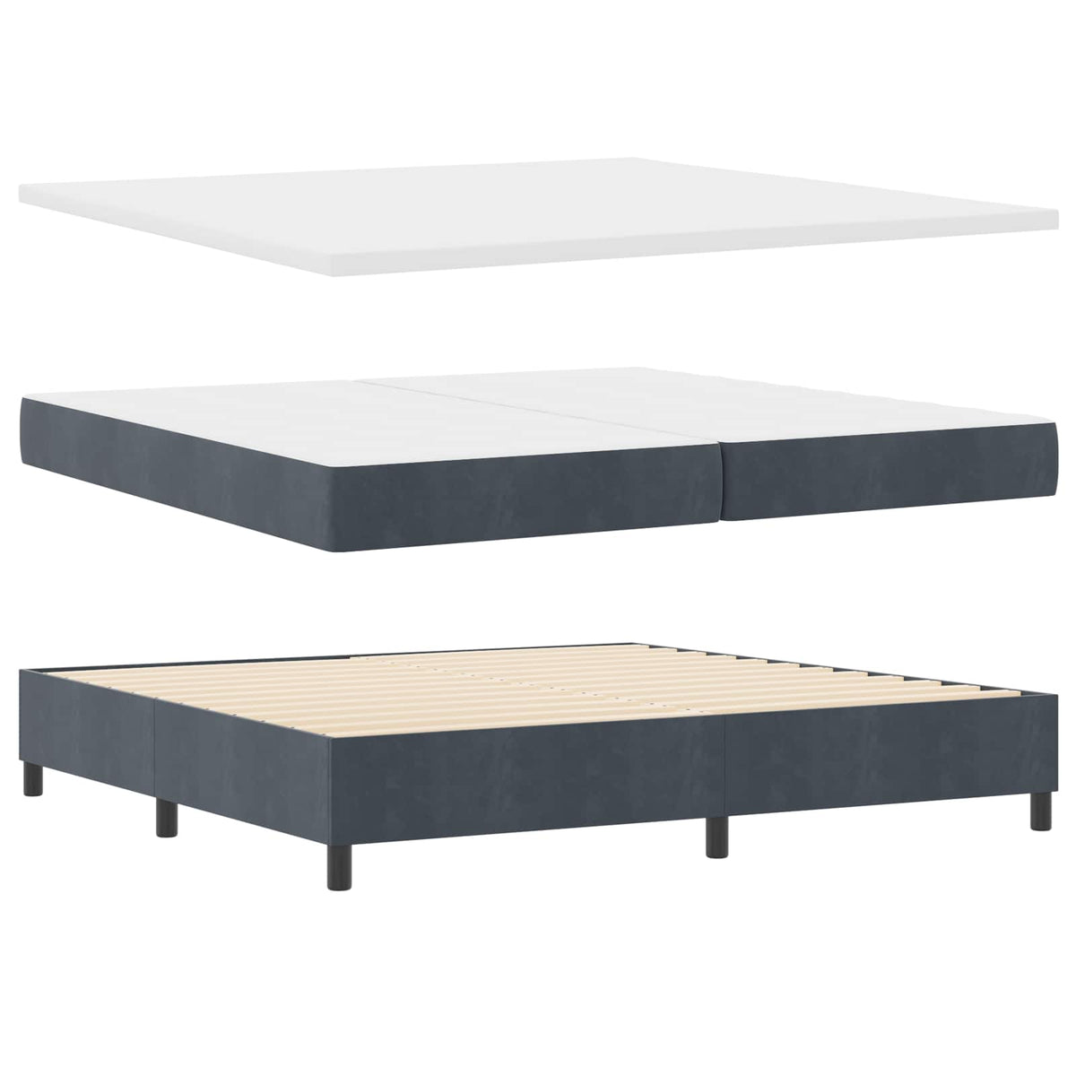 Box spring seng med madras Mørkegrå 200 x 200 cm Fløjl