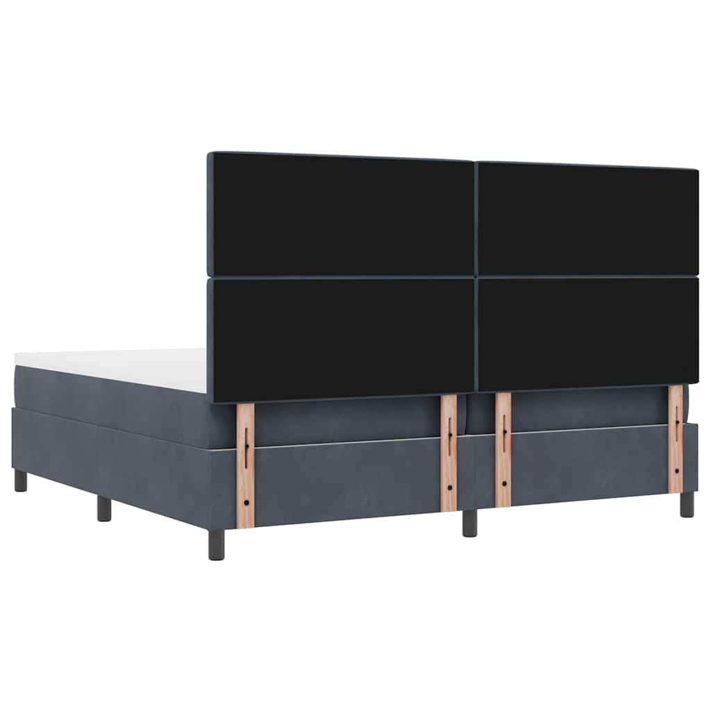 Box spring seng med madras Mørkegrå 200 x 200 cm Fløjl