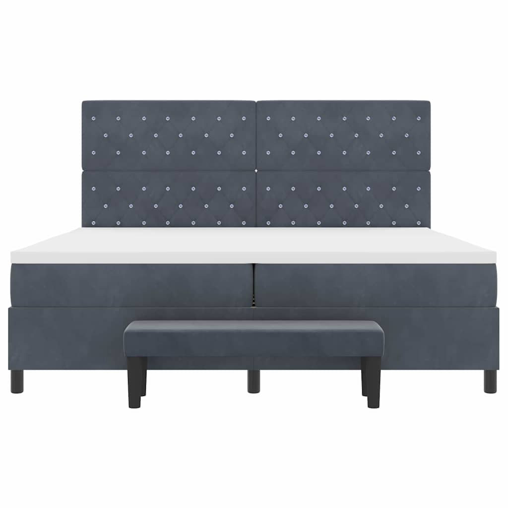 Box spring seng med madras Mørkegrå 200 x 200 cm Fløjl