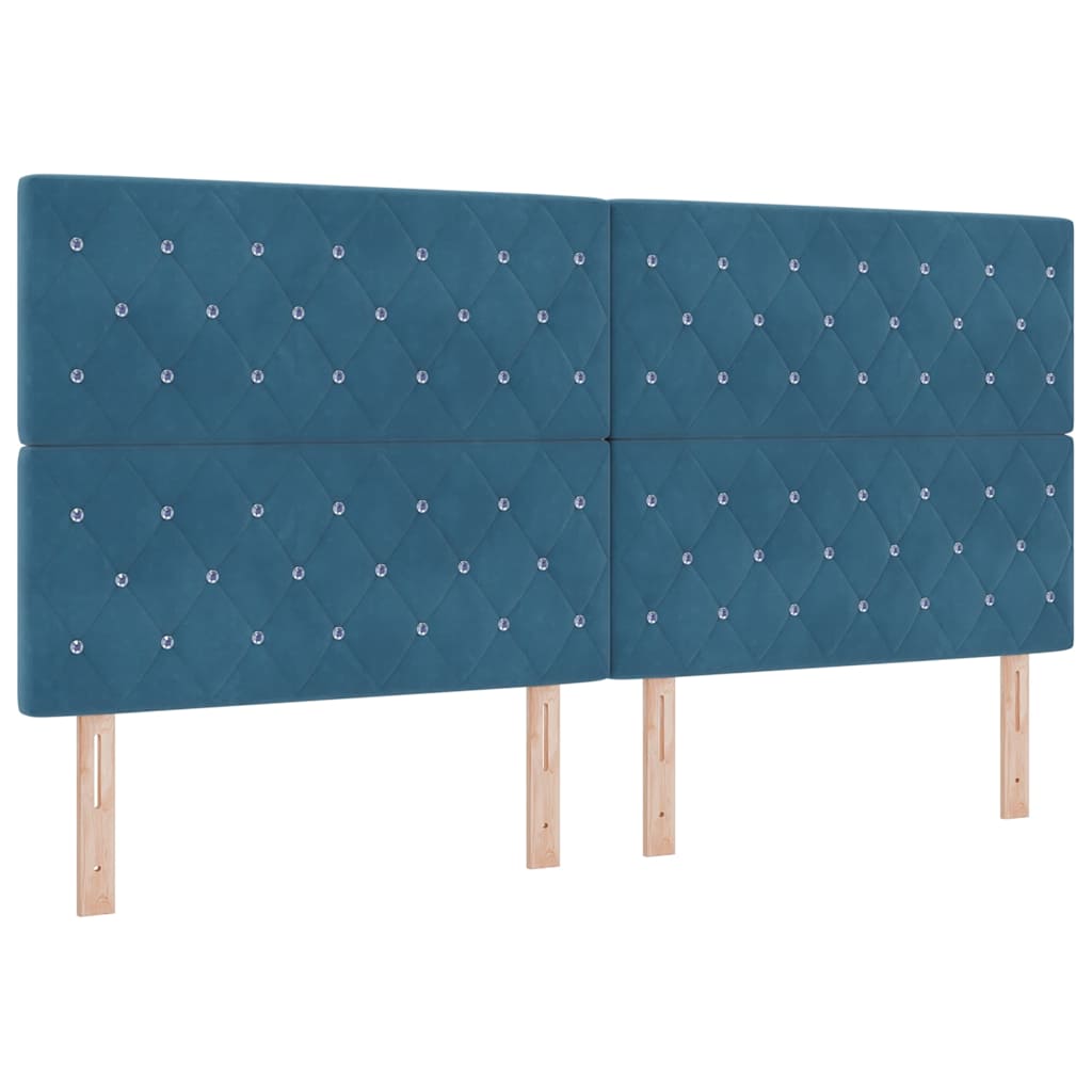 Box spring seng med madras Mørkeblå 200 x 200 cm Fløjl