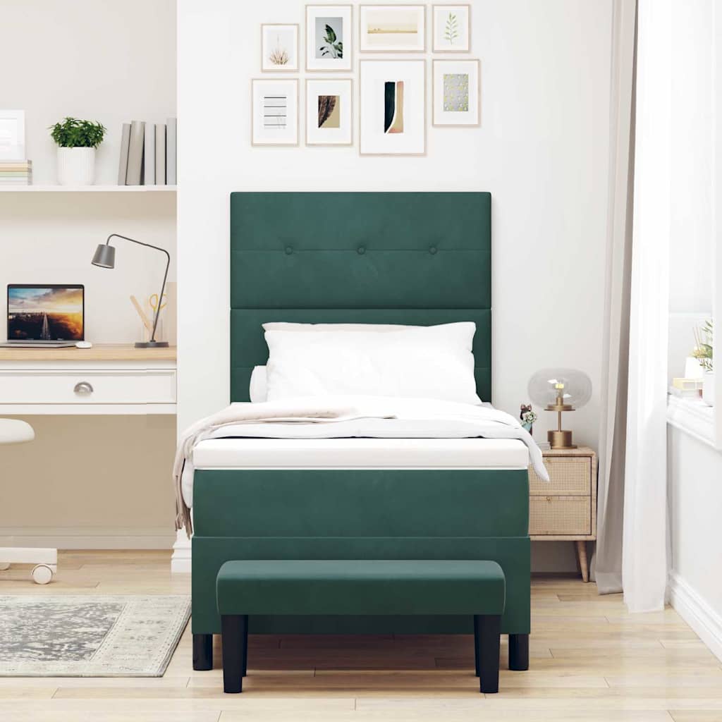 Box spring seng med pude Mørkegrøn 200 x 80 cm Fløjl