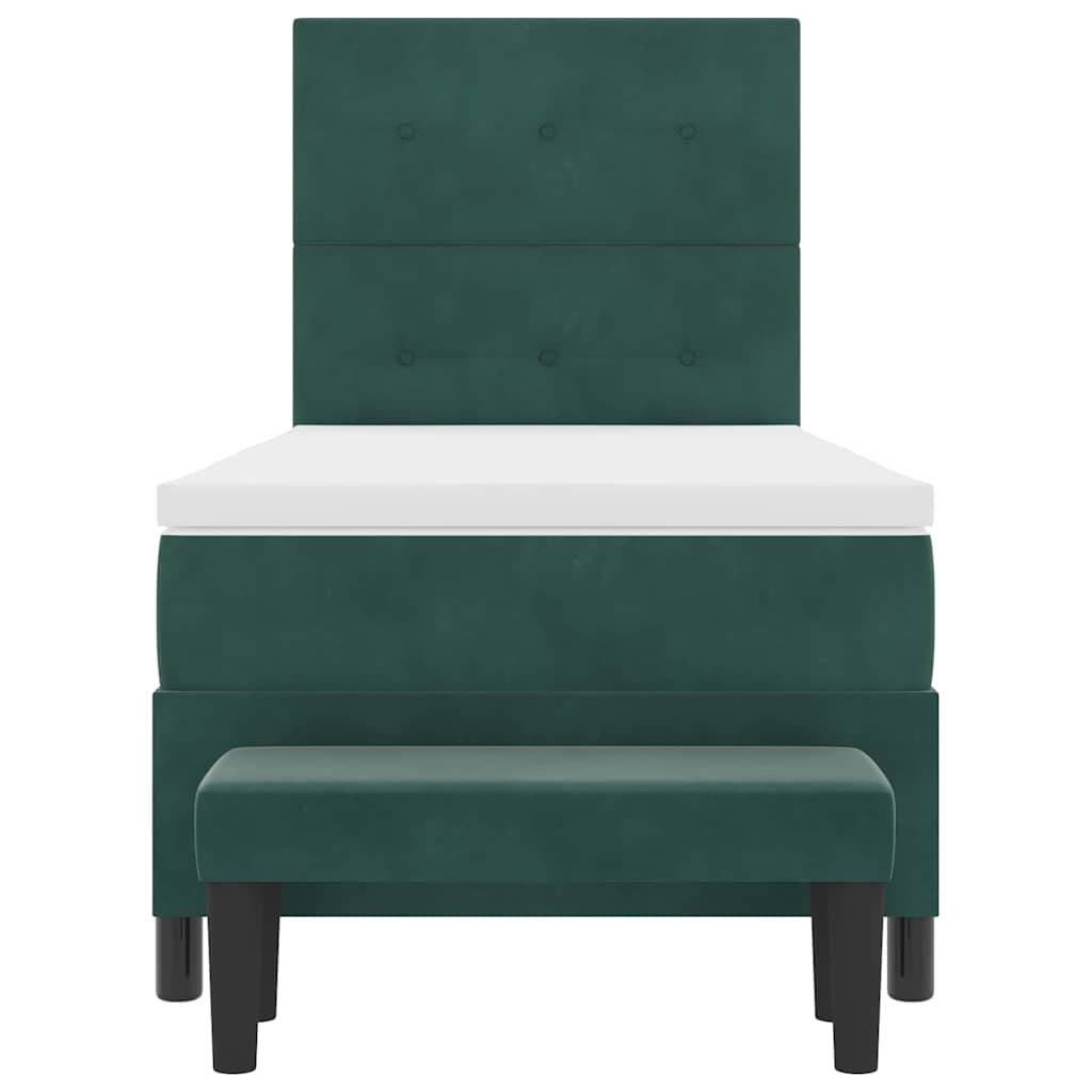 Box spring seng med pude Mørkegrøn 200 x 80 cm Fløjl