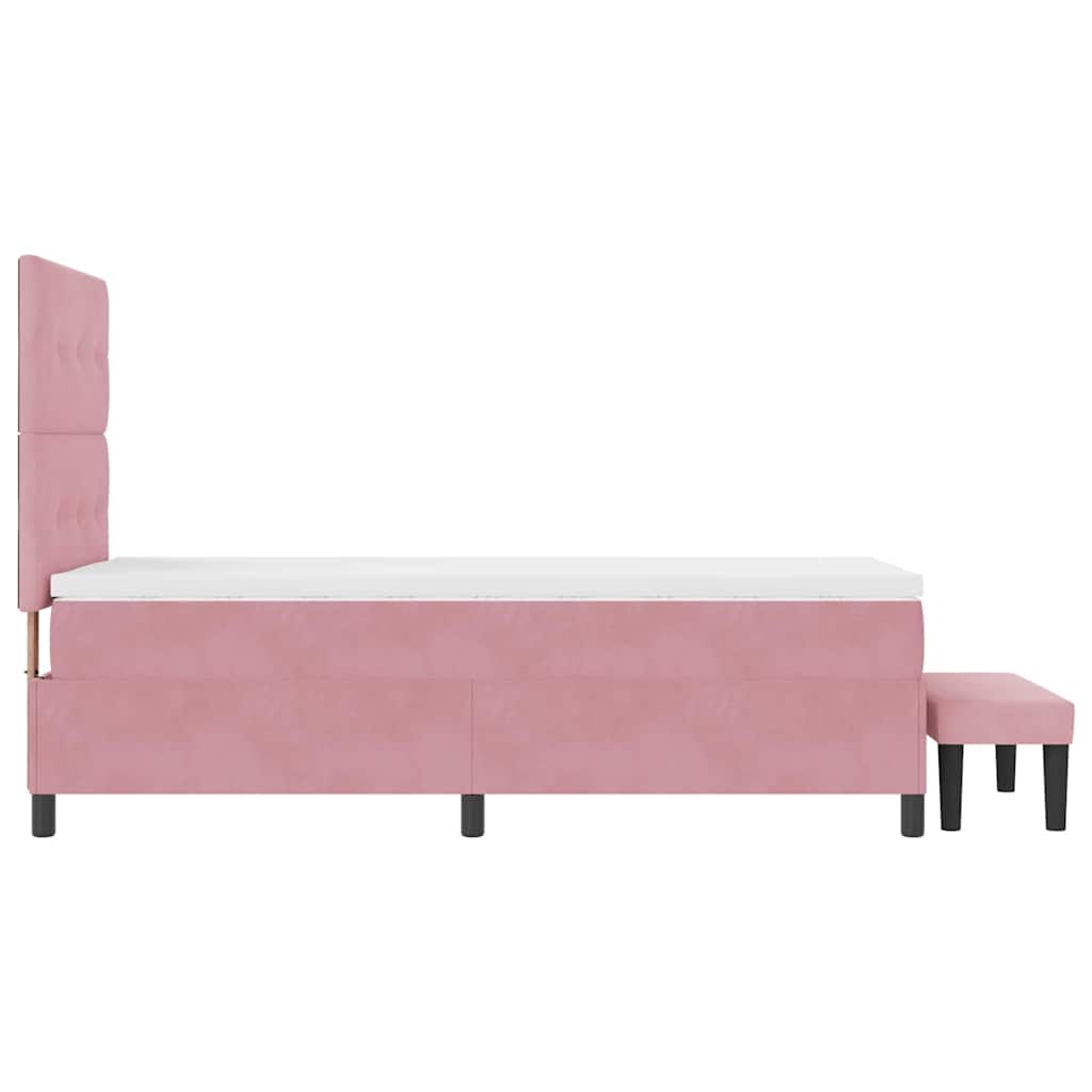Box spring seng med pude Lyserød 190 x 90 cm Fløjl