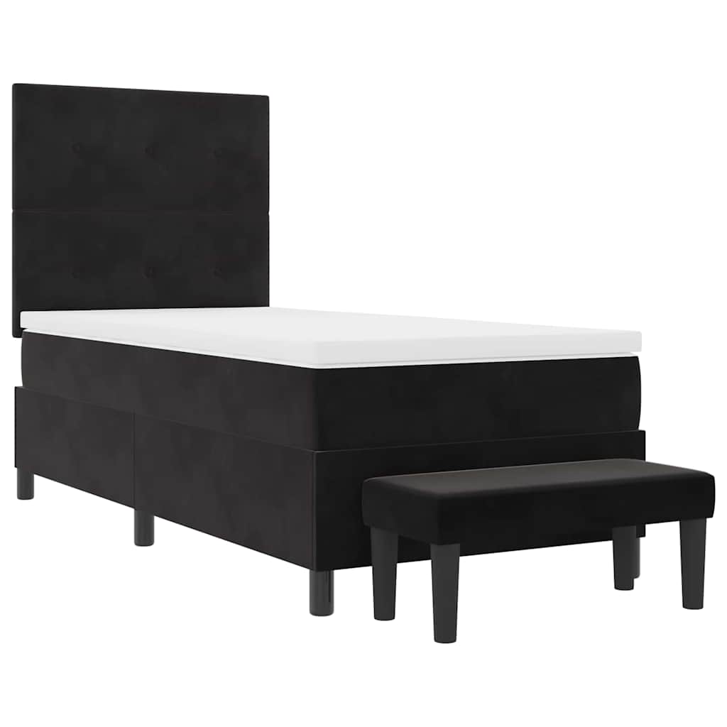 Box spring seng med pude med hovedgærde Sort 200 x 90 cm Fløjl