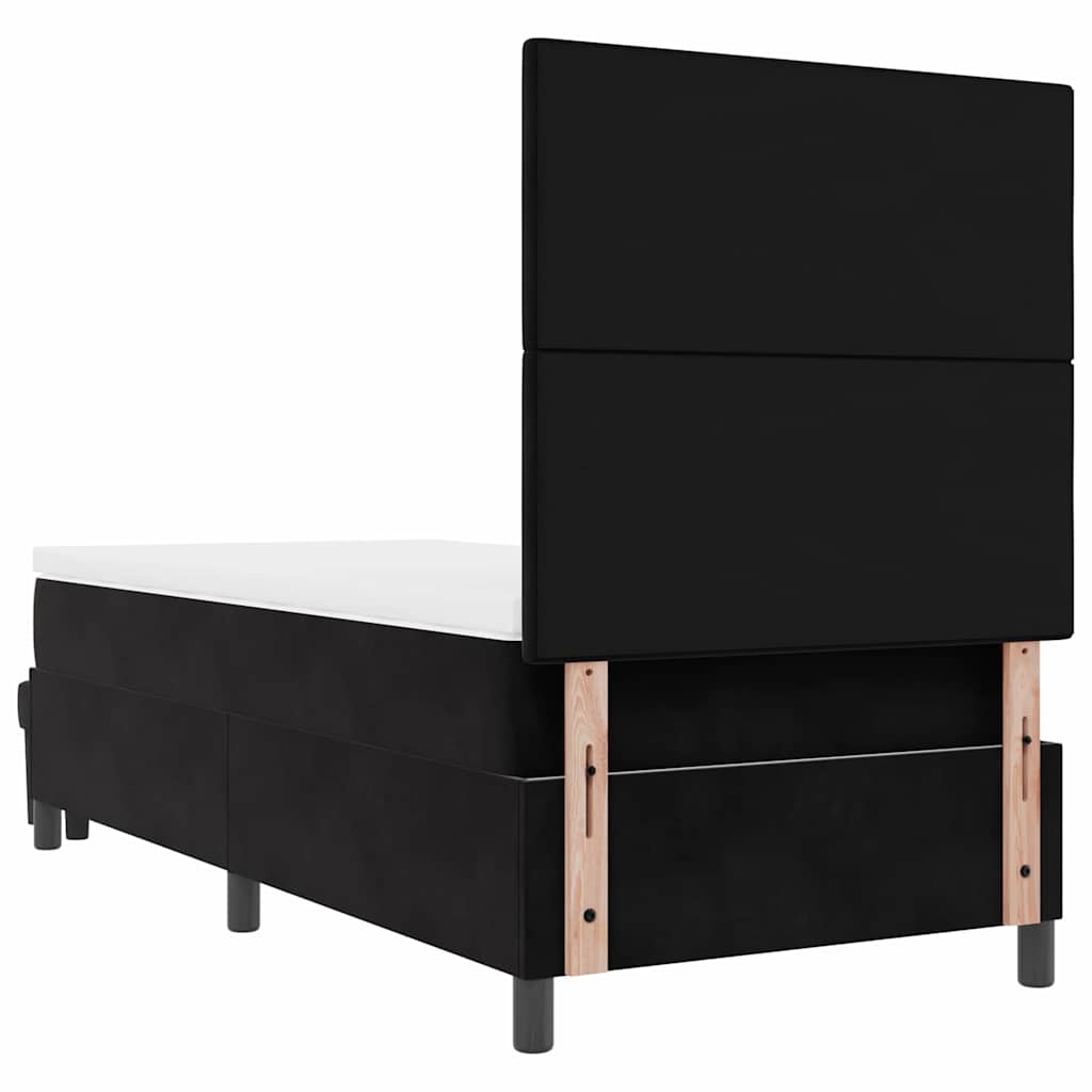 Box spring seng med pude med hovedgærde Sort 200 x 90 cm Fløjl
