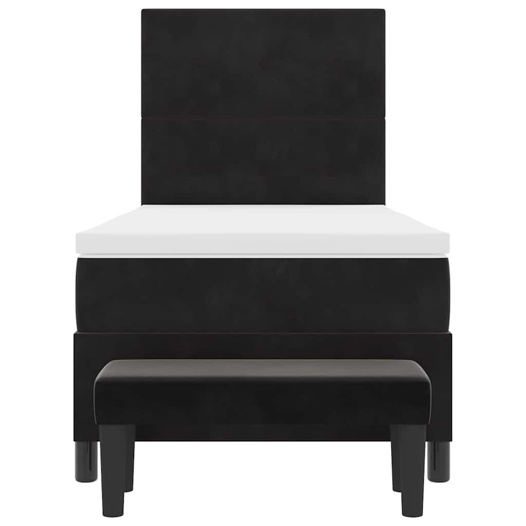 Box spring seng med pude med hovedgærde Sort 200 x 90 cm Fløjl