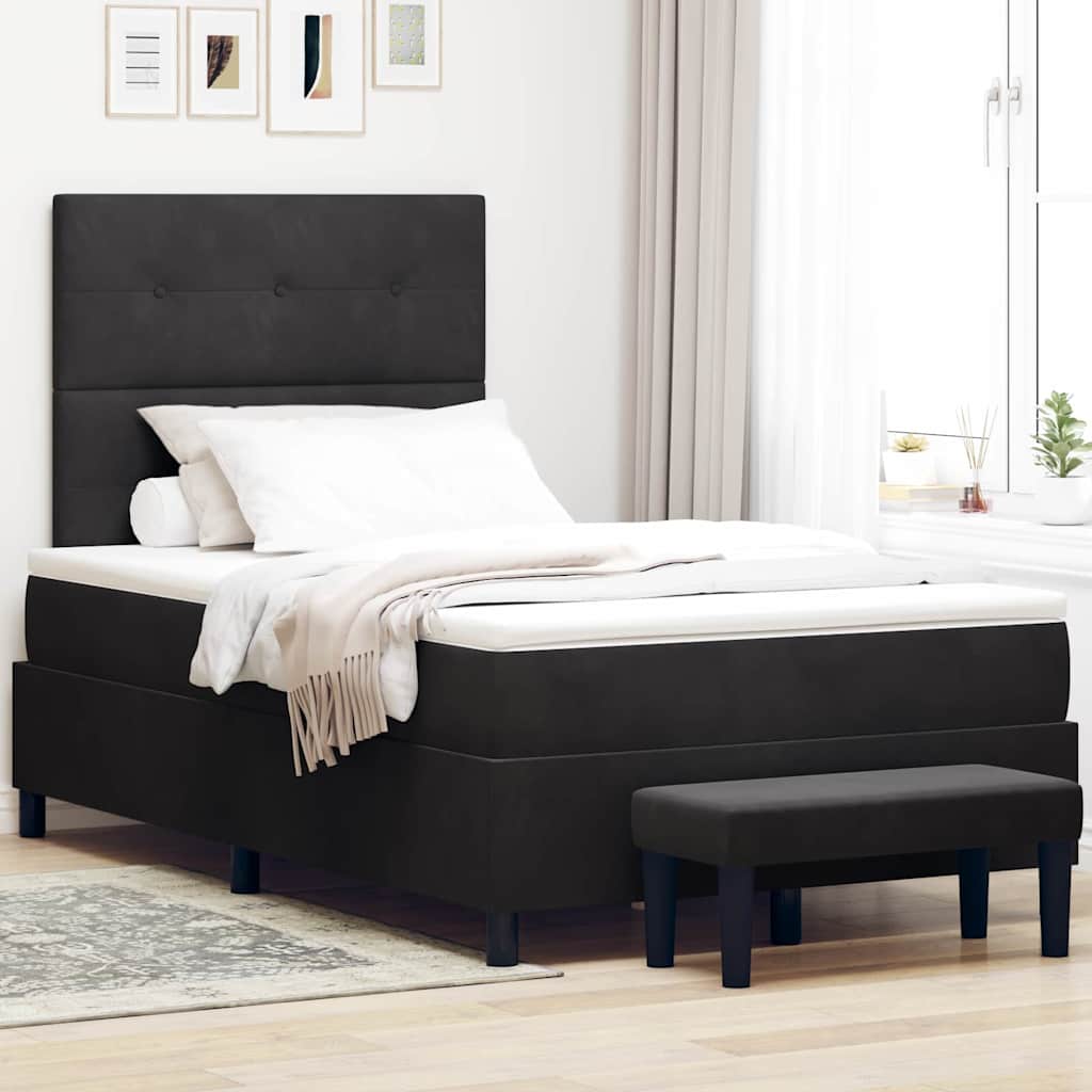 Box spring seng med hovedgærde Sort 200 x 120 cm Fløjl