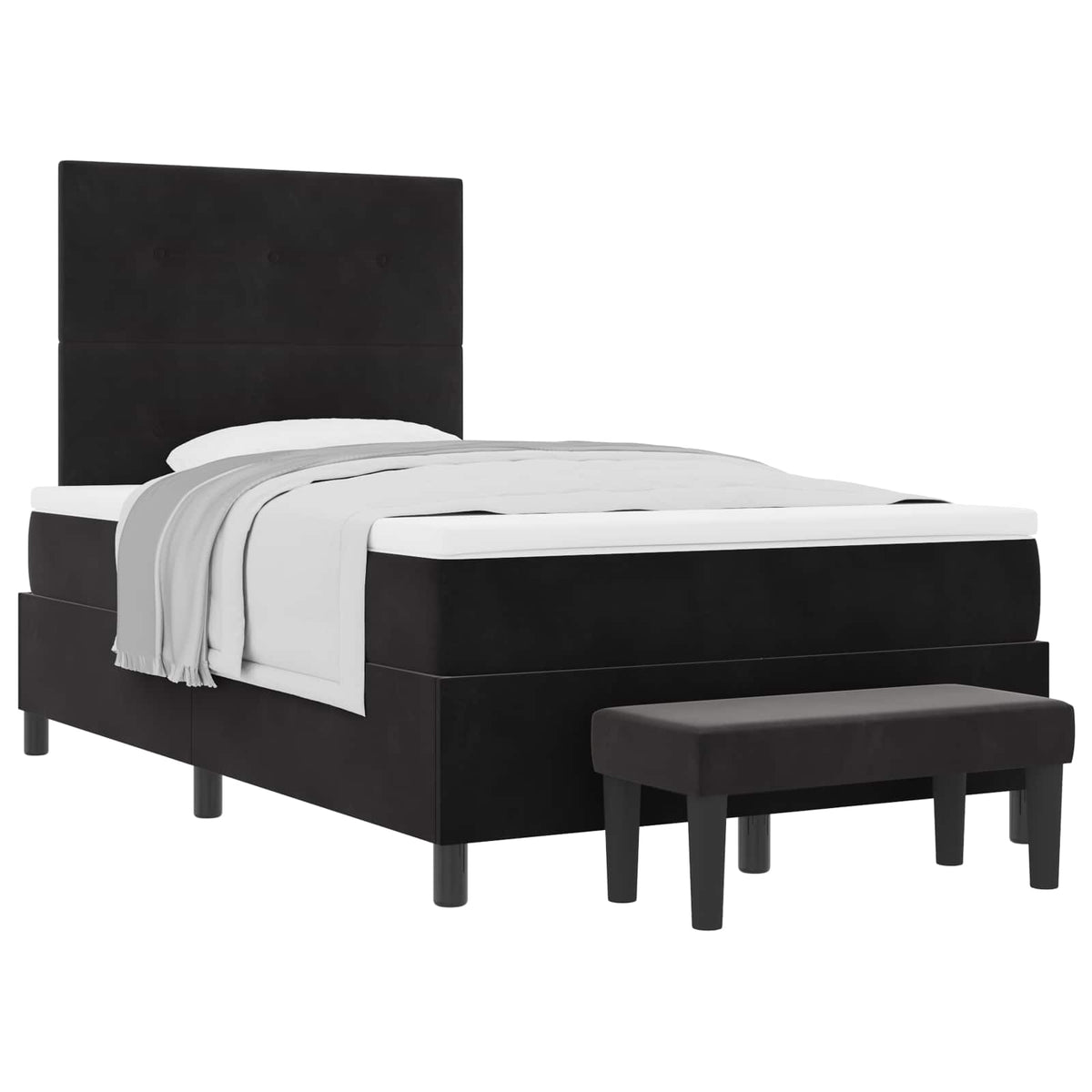 Box spring seng med hovedgærde Sort 200 x 120 cm Fløjl